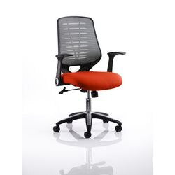 Dynamic Tilt & Lock Task Operator Chair Folding Arms Relay Silver Back, Tabasco Red Seat Without Headrest Medium Back