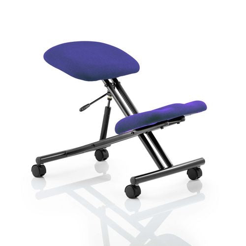 Dynamic Kneeling Stool Without Arms Kneeler Stevia Blue Seat, Black Frame Without Headrest Medium Back