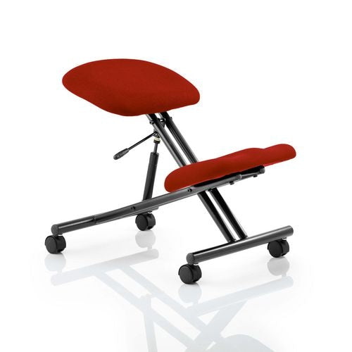 Dynamic Kneeling Stool Without Arms Kneeler Tabasco Red Seat, Black Frame Without Headrest Medium Back