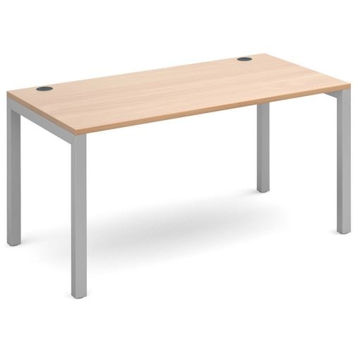 Rectangular Straight Single Desk with Beech Coloured Melamine & Steel Top and Silver Frame 4 Legs Connex 1400 x 800 x 725 mm