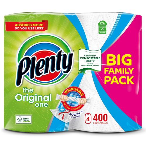 Plenty Kitchen Rolls The Original One 2 Ply 100 Sheets Pack of 4