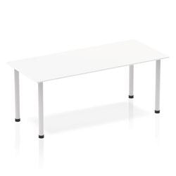 Dynamic Rectangular Straight Table White MFC Post Leg Silver Frame Impulse 1800 x 800 x 725mm