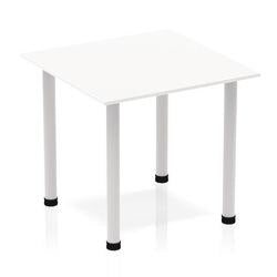 Dynamic Square Meeting Table White MFC Post Leg Silver Frame Impulse 800 x 800 x 725mm