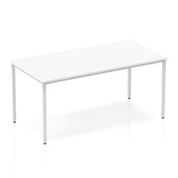 Dynamic Rectangular Straight Table White MFC Box Frame Leg Silver Frame Impulse 1600 x 800 x 725mm