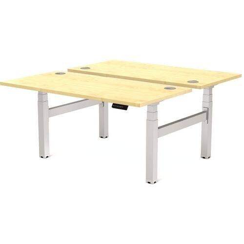 Rectangular Sit Stand Back To Back Desk Maple Steel, MFC, PVC CAMBIO 1400 x 800 x 645-1305mm