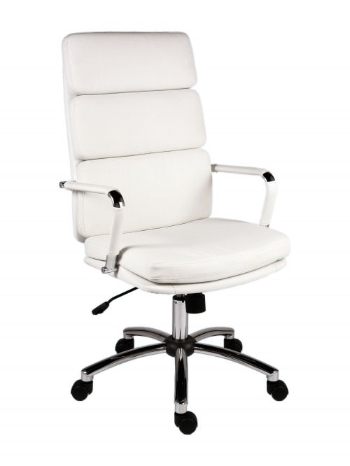 Deco Retro Style Faux Leather Executive Office Chair White - 1097WH