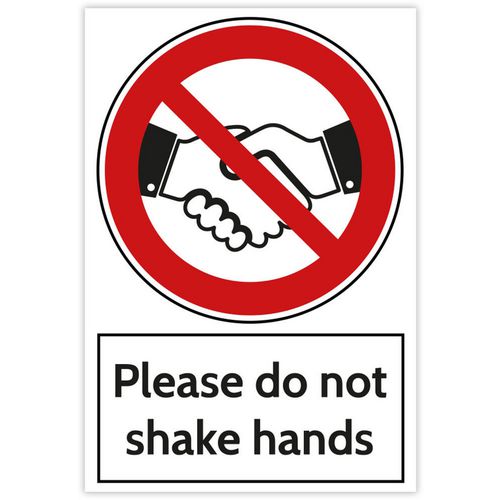 Trodat Health and Safety Sign Please do not shake hands Aluminium 20 x 30 cm