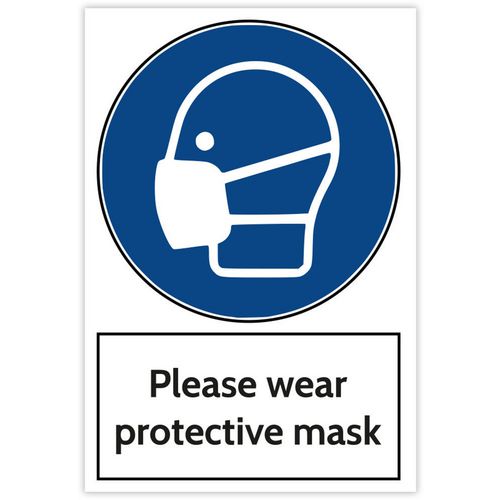 Trodat Health and Safety Sign Please wear protective mask Aluminium 20 x 30 cm