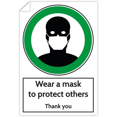 Trodat Health and Safety Sticker Wear a mask to protect others PVC 20 x 30 cm Pack of 3