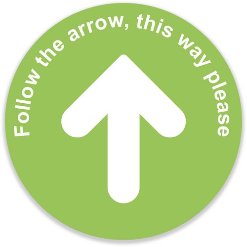 Trodat Floor Sticker Follow the arrow, this way please Green, White Vinyl 40 x 40 cm