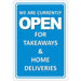 Trodat Information Sign We are currently open for takeaways and home deliveries Aluminium 20 x 30 cm