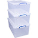 Really Useful Box Plastic Nestable Storage Boxes 62 Litre 440 x 685 x 287 mm Pack of 3