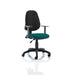 Dynamic Permanent Contact Backrest Task Operator Chair Height Adjustable Arms Eclipse I Black Back, Maringa Teal Seat Without Headrest High Back