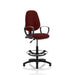 Dynamic Permanent Contact Backrest Task Operator Chair With Chilly Red Fabric Loop Arms Eclipse I Without Headrest High Back