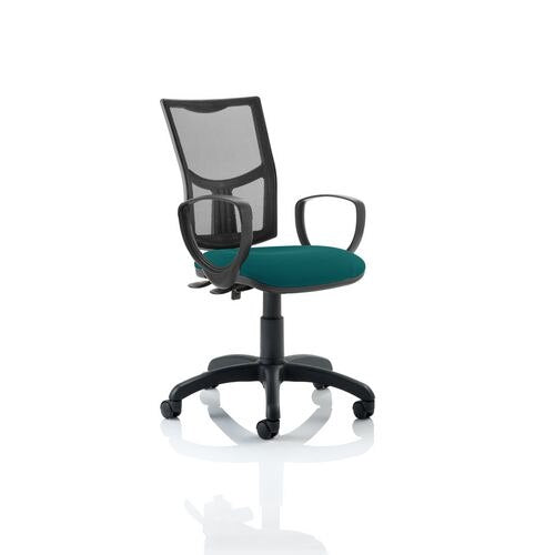 Dynamic Permanent Contact Backrest Task Operator Chair Loop Arms Eclipse II Black Back, Maringa Teal Seat Without Headrest Medium Back