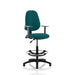 Dynamic Permanent Contact Backrest Task Operator Chair With Green Fabric Height Adjustable Arms Eclipse I Without Headrest High Back