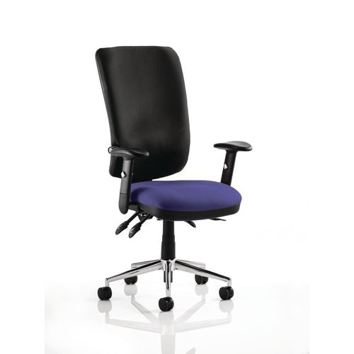 Dynamic Independent Seat & Back Posture Chair Height Adjustable Arms Chiro Black Back, Stevia Blue Seat Without Headrest High Back