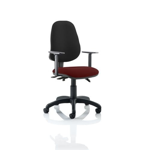 Dynamic Permanent Contact Backrest Task Operator Chair Height Adjustable Arms Eclipse Plus III Black Back, Ginseng Chilli Seat Without Headrest High Back