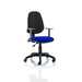 Dynamic Permanent Contact Backrest Task Operator Chair Height Adjustable Arms Eclipse I Black Back, Stevia Blue Seat High Back