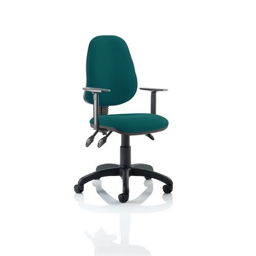 Dynamic Independent Seat & Back Task Operator Chair Height Adjustable Arms Eclipse III Maringa Teal Seat High Back