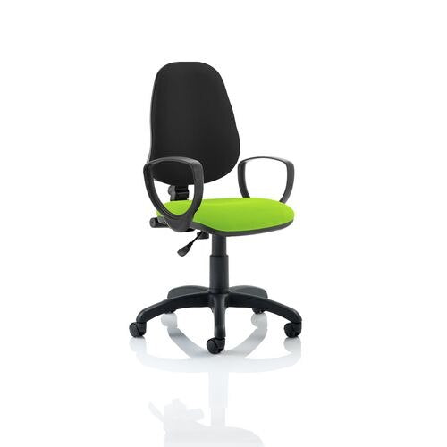 Dynamic Permanent Contact Backrest Task Operator Chair Loop Arms Eclipse I Black Back, Myrrh Green Seat High Back