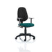 Dynamic Permanent Contact Backrest Task Operator Chair Height Adjustable Arms Eclipse Plus III Black Back, Maringa Teal Seat High Back