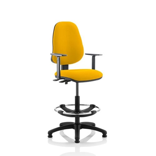 Dynamic Permanent Contact Backrest Task Operator Chair Height Adjustable Arms Eclipse II Senna Yellow Seat High Back