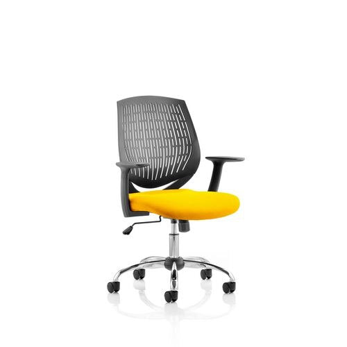 Dynamic Basic Tilt Task Operator Chair Fixed Arms Dura Black Back, Senna Yellow Seat Medium Back