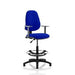 Dynamic Permanent Contact Backrest Task Operator Chair Height Adjustable Arms Eclipse I Stevia Blue Seat High Back and Hi Rise Draughtsman Kit