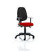 Dynamic Independent Seat & Back Task Operator Chair Height Adjustable Arms Eclipse Plus III Black Back, Tabasco Red Seat High Back