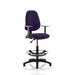 Dynamic Permanent Contact Backrest Task Operator Chair Height Adjustable Arms Eclipse I Tansy Purple Seat High Back and Hi Rise Draughtsman Kit