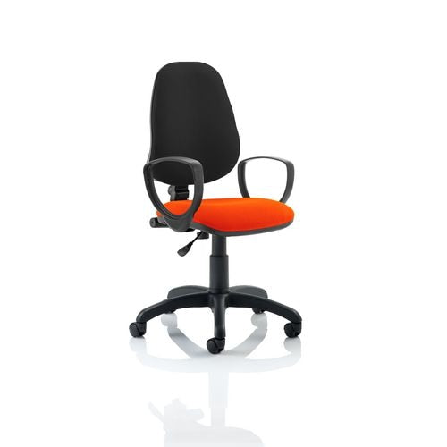 Dynamic Permanent Contact Backrest Task Operator Chair Loop Arms Eclipse I Black Back, Tabasco Red Seat High Back