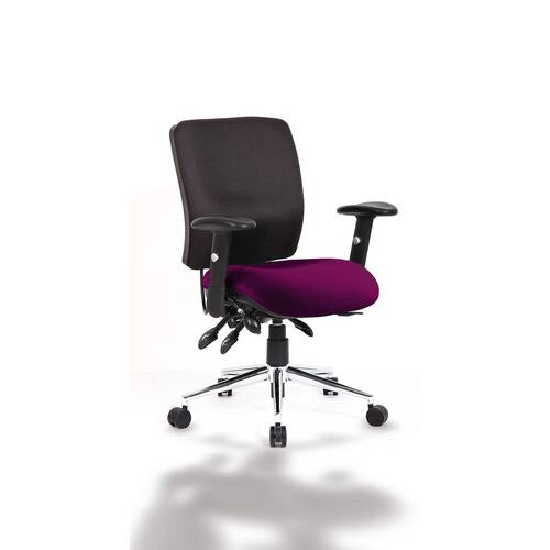 Dynamic Independent Seat & Back Task Operator Chair Height Adjustable Arms Chiro Black Back, Tansy purple Seat Medium Back