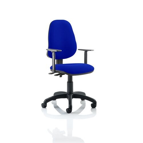 Dynamic Tilt & Lock Task Operator Chair Height Adjustable Arms Eclipse Plus II Stevia Blue Seat High Back