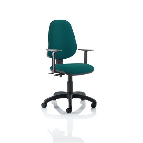 Dynamic Permanent Contact Backrest Task Operator Chair Height Adjustable Arms Eclipse Plus III Maringa Teal Seat High Back