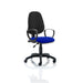 Dynamic Permanent Contact Backrest Task Operator Chair Loop Arms Eclipse I Black Back, Stevia Blue Seat High Back