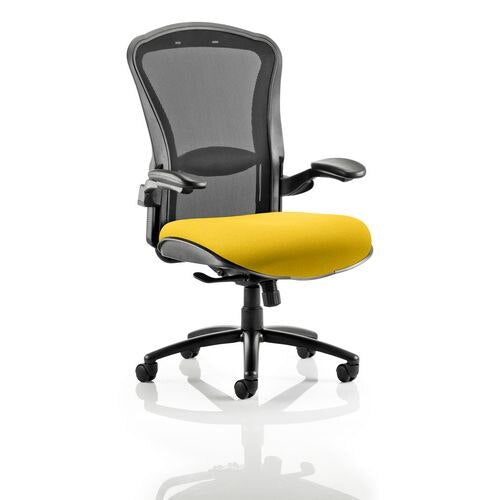 Dynamic Synchro Tilt Heavy Duty Chair Height Adjustable Arms Houston Heavy Duty Black Back, Senna Yellow Seat High Back