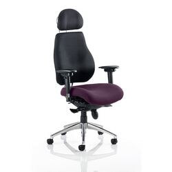 Dynamic Synchro Tilt Posture Chair Multi-Functional Arms Chiro Plus Ultimate Black Back, Tansy purple Seat With Headrest High Back