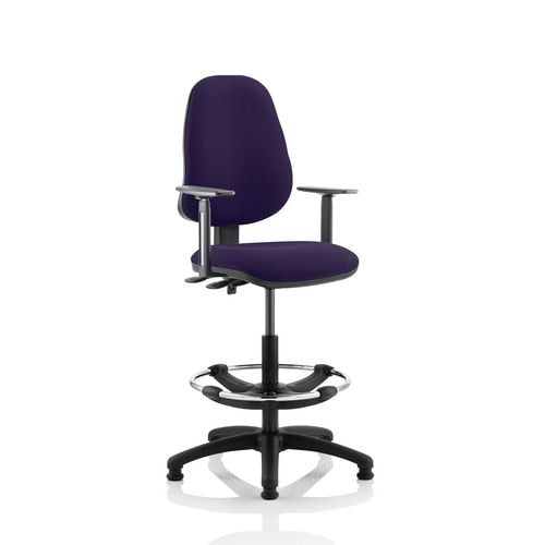 Dynamic Permanent Contact Backrest Task Operator Chair Height Adjustable Arms Eclipse II Tansy Purple Seat High Back