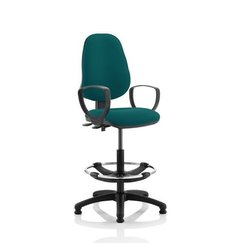 Dynamic Permanent Contact Backrest Task Operator Chair Loop Arms Eclipse II Maringa Teal Seat High Back