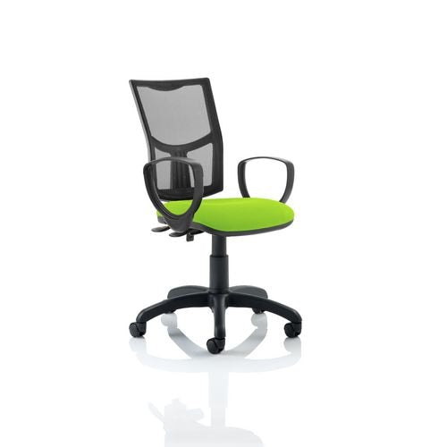 Dynamic Permanent Contact Backrest Task Operator Chair Loop Arms Eclipse II Black Back, Myrrh Green Seat High Back