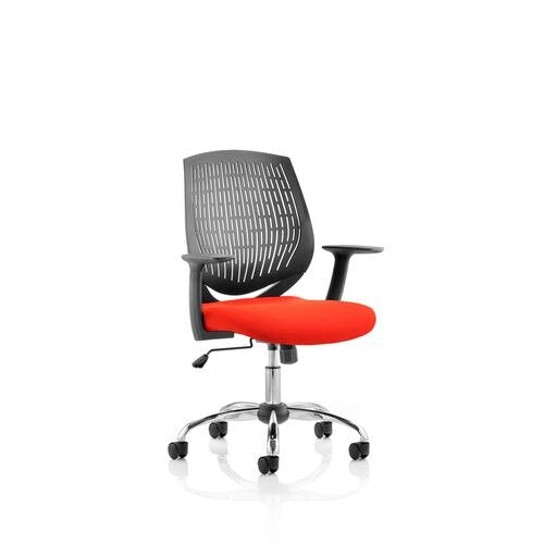 Dynamic Basic Tilt Task Operator Chair Fixed Arms Dura Black Back, Tobasco Red Seat Medium Back