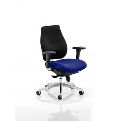 Dynamic Synchro Tilt Posture Chair Multi-Functional Arms Chiro Plus Black Back, Stevia Blue Seat High Back