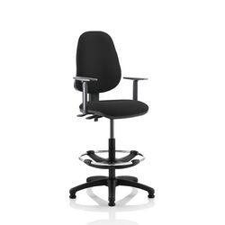 Dynamic Permanent Contact Backrest Task Operator Chair Height Adjustable Arms Eclipse II Black Seat High Back and Hi Rise Draughtsman Kit