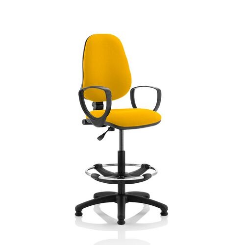 Dynamic Permanent Contact Backrest Task Operator Chair Loop Arms Eclipse I Senna Yellow Seat High Back