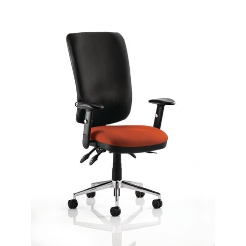 Dynamic Independent Seat & Back Task Operator Chair Height Adjustable Arms Chiro Black Back, Tabasco Red Seat Without Headrest High Back