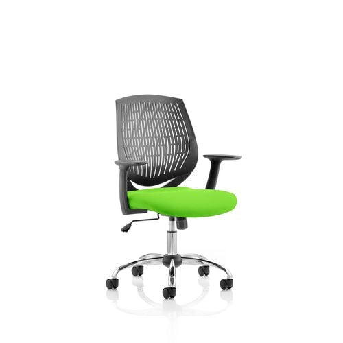 Dynamic Basic Tilt Task Operator Chair Fixed Arms Dura Black Back, Myrrh Green Seat Without Headrest Medium Back