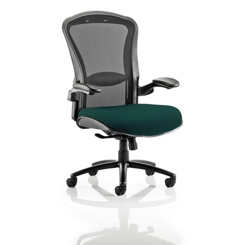 Dynamic Synchro Tilt Heavy Duty Chair Height Adjustable Arms Houston Black Back, Maringa Teal Seat Without Headrest High Back