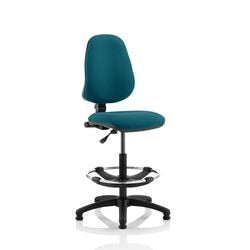 Dynamic Permanent Contact Backrest Task Operator Chair Without Arms Eclipse I Maringa Teal Seat Without Headrest High Back and Hi Rise Draughtsman Kit