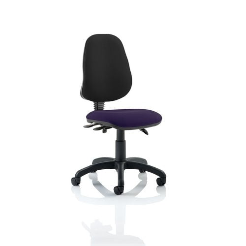 Dynamic Independent Seat & Back Task Operator Chair Without Arms Eclipse Plus III Tansy Purple Seat Without Headrest High Back Black Fabric